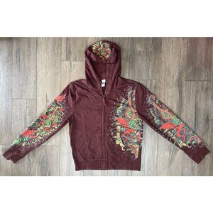 CIRCLE OF LIFE Womens Large Hoodie Jacket Mermaid‎ Sequins Colorful Soft Cotton